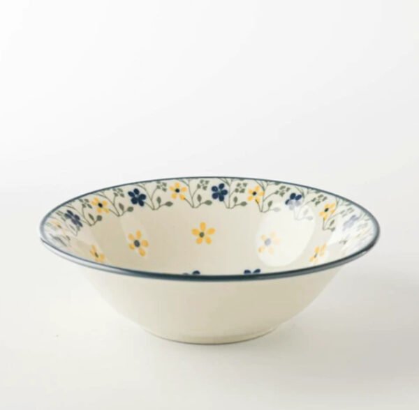 波蘭風美濃燒碗 14.5cm- 白+黃色款側面